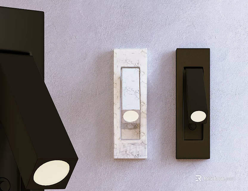 Modern Black Metal And Marble Wall Lamps With Sleek Designs For Home Interior Decor 3d model 