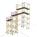 Metal Construction Scaffolding With Tall Frame Mobile Platform And Multi Level Design 3d model