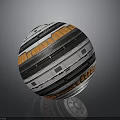Colorful Sphere With Black White Orange Layered Stripes On Gray Background