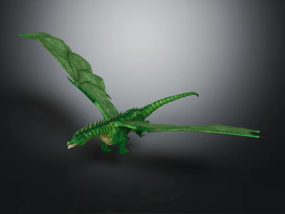 Fantasy Character Green Dragon With Spread Wings And Scaly Body As Mythical Creature 3d model