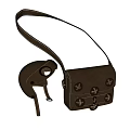 Brown Leather Shoulder Bag With Metal Studs And Detachable Pouch Design