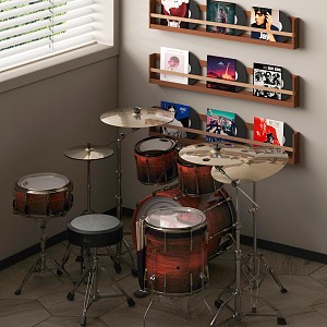 Modern drum set CD stand 3d model