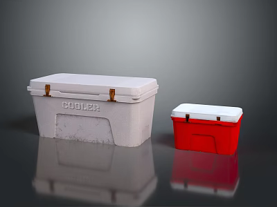 Boulder Hardware Tools Two Coolers With White Red Lids And Secure Latches 3d model