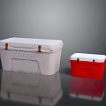 Boulder Hardware Tools Two Coolers With White Red Lids And Secure Latches 3d model