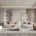 Modern Living Room Interior With White Sofa Large Rug And Art Painting