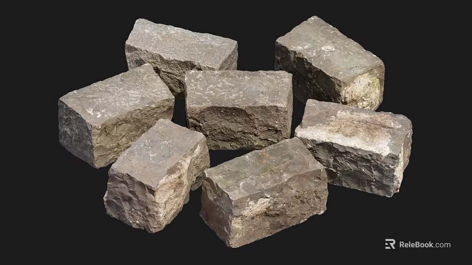 Natural Stone Blocks with Rough Textured Surface for Building Construction Use 3d model