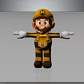Yellow Hat M Logo Cartoon Character With Outstretched Arms In Yellow Brown Outfit