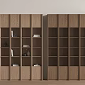 Modern Wooden Storage Cabinets Two Side By Side With Multiple Compartments And Items Inside