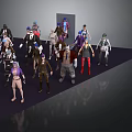 Various Styled 3D Characters Standing Together In Group Scene With Diverse Outfits