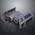 Detailed Gray TIE Fighter Scale Model With Angular Wings Cockpit And Reflective Base 3d model