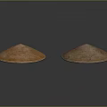 Two Traditional Brown Handwoven Straw Hats With Natural Textured Design
