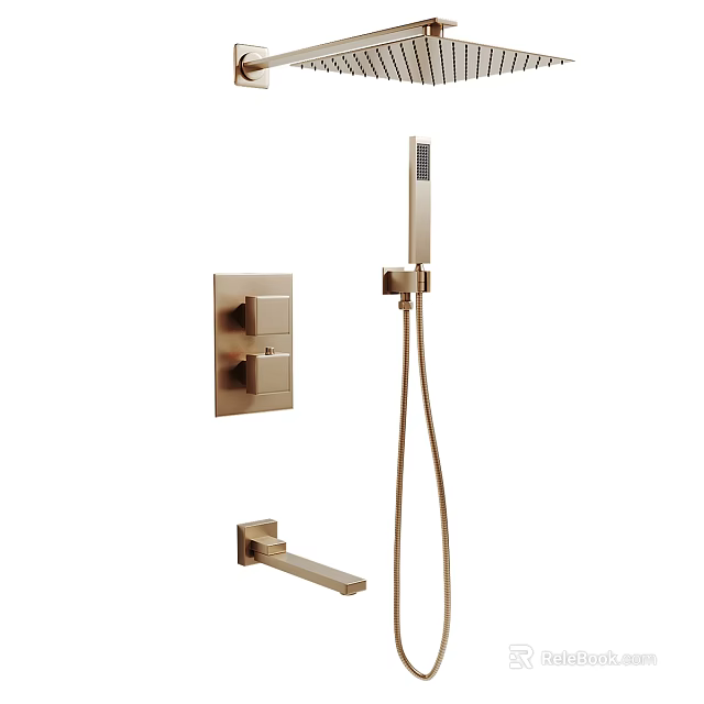 Modern Wall Mounted Shower Faucet With Handheld Sprayer And Control Panel 3d model 