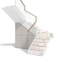 Modern Interior Staircase With Stone Steps And Glass Railing Sleek Design 3d model