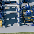 Industrial Plant With Steel Structures Pipes Storage Tanks And Processing Towers
