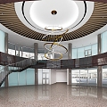 Office rotunda stone wall round ceiling chandelier 3d model