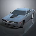Gray Two Door Muscle Car With Sleek Design Hood Scoop And Reflective Surface