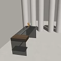 Modern Desk With Wooden Top And Metal Legs Featuring Gold Decorative Orbs