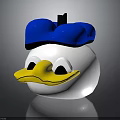 Cute White Cartoon Duck Figure Wearing Blue Hat With Yellow Beak