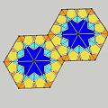 Pergola With Hexagonal Structure And Stained Glass Star Pattern In Blue Yellow 3d model