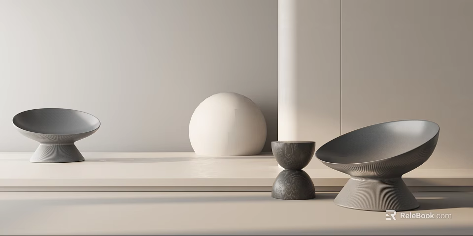 Modern Leisure Chair With Sleek Design And Decorative Spheres In Minimalist Interior 3d model 