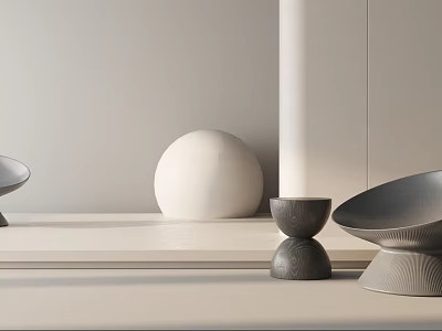 Modern Leisure Chair With Sleek Design And Decorative Spheres In Minimalist Interior 3d model