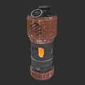 Weathered Military Weapon 3D Model With Brown Black Texture And Orange Detail