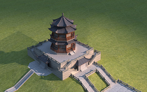 Chinese Ancient Memorial Tower 3d model