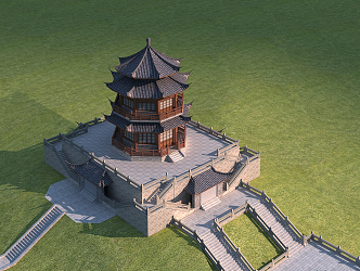 Chinese Ancient Memorial Tower 3d model