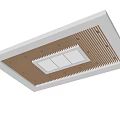 Modern Ceiling Design With Wooden Slats Recessed Lights And White Panel