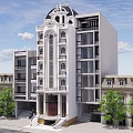 Elegant Detached Villa Featuring White Exterior Dome Red Door And Arched Windows