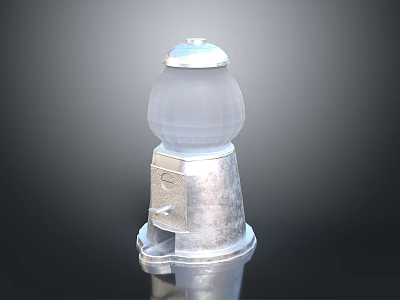 Outdoor Silver Metal Street Light With Transparent Dome And Central Panel 3d model