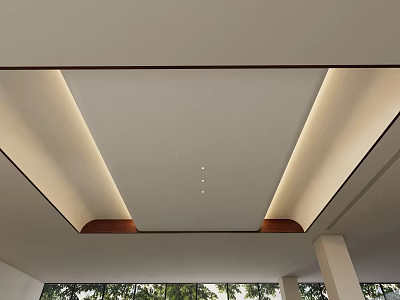 Modern Interior Ceiling Design With Recessed Lighting And Wooden Accents 3d model