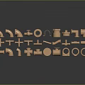 3D Rendered Copper Colored Hardware Tools With Various Pipe Fittings Joints Valves And Reflective Finish