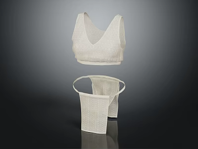 Women's White Underwear Set With Comfortable Bra And Breathable Panties Simple Design 3d model