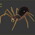 Red And Black Spider With Orange Legs 3D Model On Dark Background