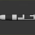 Cylindrical Metallic Weapon With Black And White Striped Tubular Design And Circular Opening