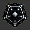 Futuristic Cosmic Spacecraft Structure With Purple Diamond Top And Blue Tech Design