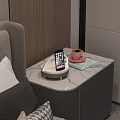 Modern Table Lamp With Ring Light On Marble Bedside Table In Bedroom 3d model
