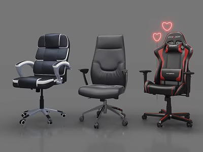 Ergonomic Comfortable Office Chairs Featuring Leather Upholstery And Gaming Style Design 3d model
