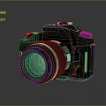 Professional Digital Camera With Black Body And Green Lens Reflection