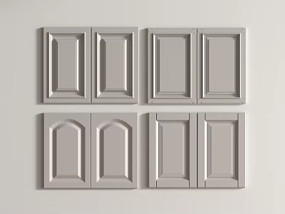 Grey Cabinet Doors With Various Panel Designs For Modern Home Interiors 3d model