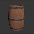 Rustic Wooden Barrel With Natural Wood Texture And Black Metal Hoops