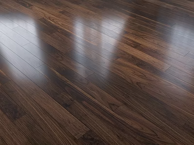 Polished Dark Hardwood Flooring Featuring Natural Wood Grain And Shiny Surface 3d model