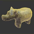 Dark Colored Hippo Ceramic Sculpture With Textured Surface And Artistic Design Elements