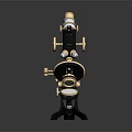 Vintage Microscope With Brass Components Black Metal Base And Optical Lenses
