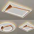 Modern Square and Round Ceiling Lights with Wooden Frame and Decorative Brown Warm Illumination