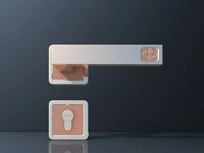 Modern Door Handle Design With Decorative Square And Lock Plate 3d model