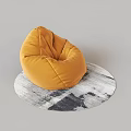 Yellow Plush Bean Bag Chair On Round Gray And White Rug