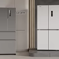 Modern Multi Door Refrigerators in Gray and White with Smart Display Design 3d model