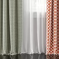 Green Checkered Curtains With White Sheer And Orange Patterned Design For Home Window